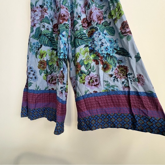 Anthropologie Maeve Pants Terrace Floral Palazzo Pants 10 purple blue flowy wide - Picture 9 of 15